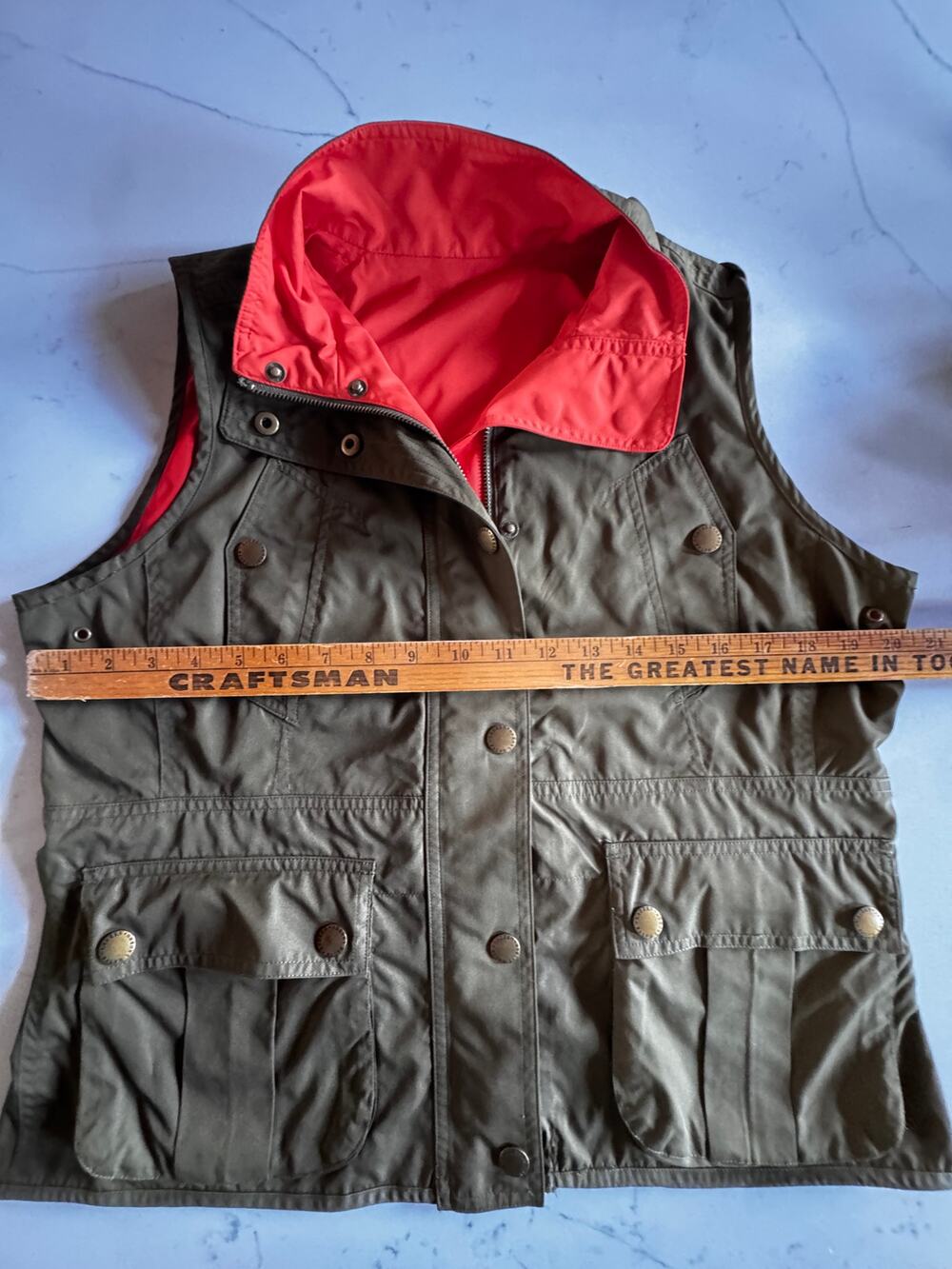Ralph Lauren Reversible Hunting Vest 20.5" Pit 2 Pit Olive Green Orange No Tag L